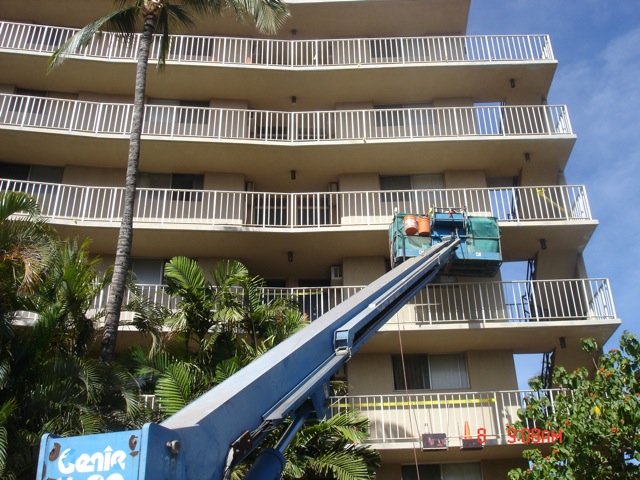 The boom lift expedited safety and access.