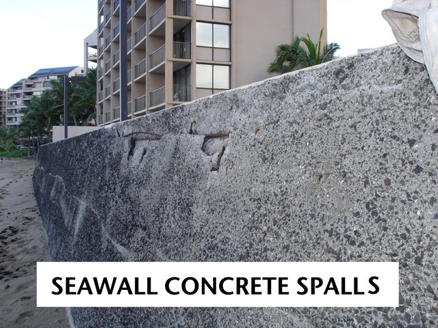 Spalling Cracked the Kahana Beach Seawall